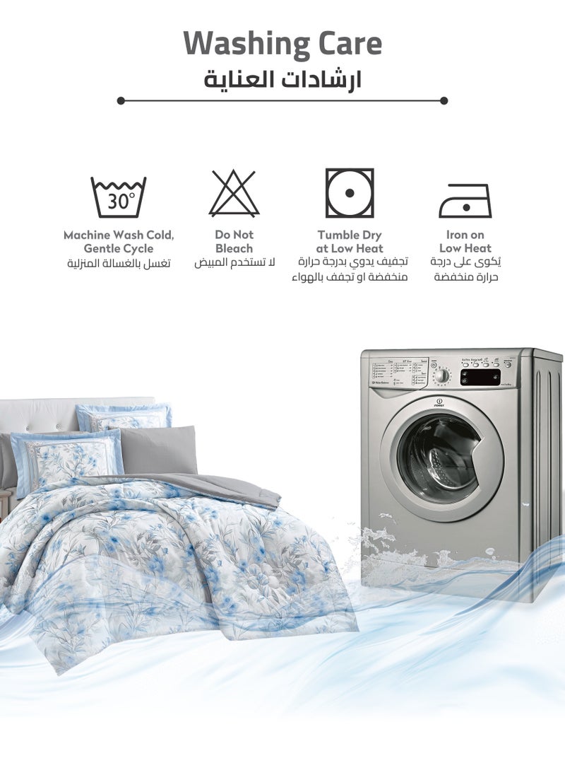 Comforter Set 4-Pcs Single Size Printed Reversible Bed FIt 170x 230 CM All Season Comforter With (350 GSM) Down Alternative Filling, French Grey - pzsku/Z5C9230A98A029E9EE522Z/45/_/1739622828/f4cfb0fa-5166-43bc-b2b4-367b7e1d0941