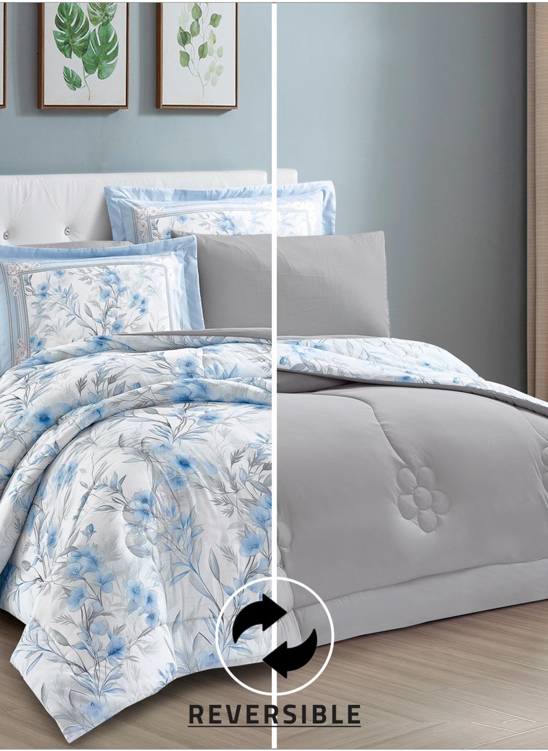 Comforter Set 4-Pcs Single Size Printed Reversible Bed FIt 170x 230 CM All Season Comforter With (350 GSM) Down Alternative Filling, French Grey - pzsku/Z5C9230A98A029E9EE522Z/45/_/1739622838/1538af86-a75e-4c9b-a55c-80d0efceb1f6