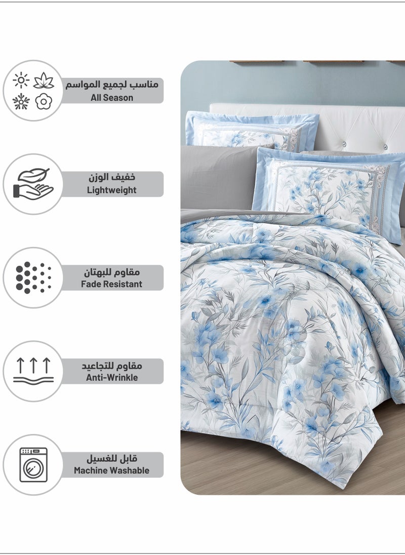دوناتيلا - طقم لحاف 4 قطع مقاس واحد مطبوع سرير قابل للعكس مقاس 170 * 230 سم مع حشوة بديلة لأسفل (350 جرام لكل متر مربع) ، رمادي - Image 1