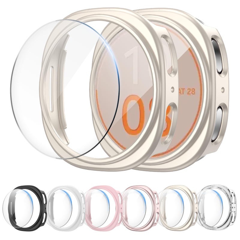Cuteey 6+6 Pack for Samsung Galaxy Watch 8 Screen Protector Case 40mm, Hard PC Bumper Cover with Anti-Fog Tempered Glass Film for Galaxy Watch 8 Accessories Women - Image 1