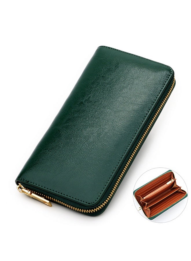 Mark Fairwhale Oil Wax Cowhide Leather Long Zipper Wallet