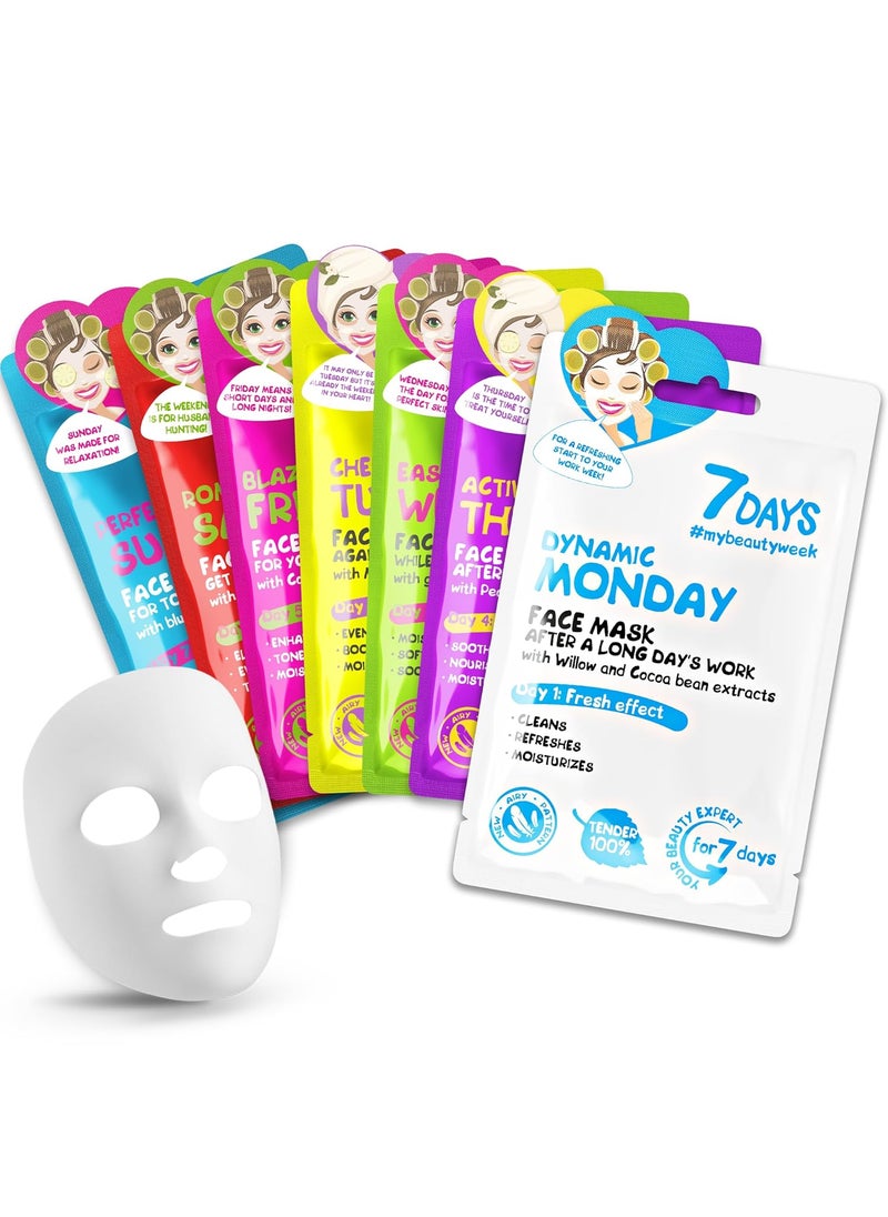 7Days 7DAYS Face Mask Skincare Gift Set – Hydrating, Brightening & Nourishing Facial Masks | 7 Pack for Daily Skincare | Moisturizing Beauty Sheet Masks for Women & Girls | Self-Care & Spa Gift 