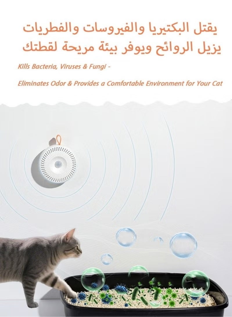 Smart Cat Litter Box Deodorizer - Automatic Pet Odor Eliminator & Dust Purifier, 99% Bacteria Removal, Silent & Chemical-Free Safety for All Cats – White - Image 4