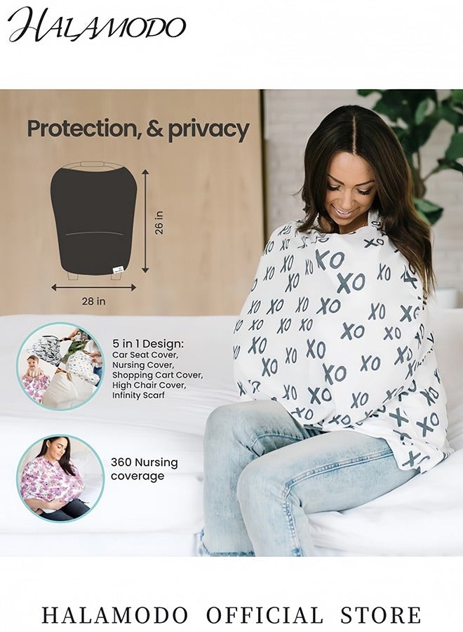 هالامودو غطاء رضاعة متعدد الوظائف مظلة عربة الأطفال للحماية من الشمس غطاء تنفسي للعناية بالأم والطفل غطاء حماية الخصوصية الآمن قابل للغسيل في الآلة - Image 3
