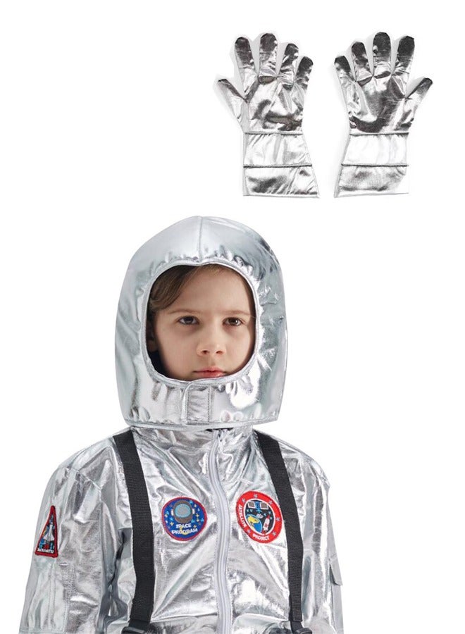 3 Pcs Kids Astronaut Space Suit Costume Cosplay Jumpsuit Gloves Hat 4-12 Years - Image 3