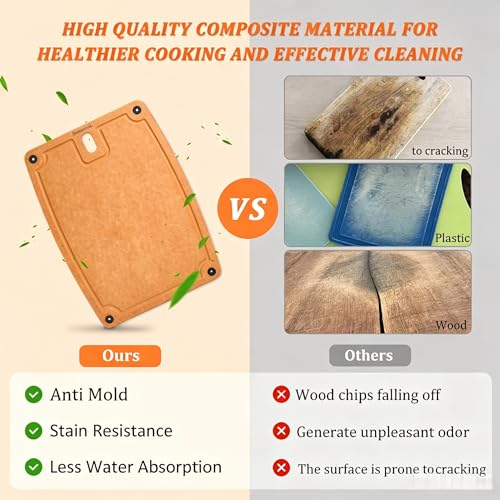 Barenthal Large Cutting Boards for Kitchen Dishwasher - 2PC Cutting Board Set Double-Sided with Non-Slip Feet and Juice Groove Composite Chopping Board for Kitchen Knife Friendly XL(18.8")+L(14.5") - Image 5