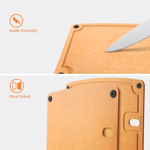 Barenthal Large Cutting Boards for Kitchen Dishwasher - 2PC Cutting Board Set Double-Sided with Non-Slip Feet and Juice Groove Composite Chopping Board for Kitchen Knife Friendly XL(18.8")+L(14.5") - Image 4