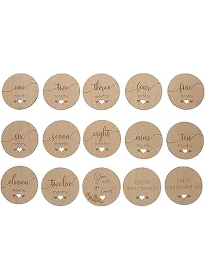 15 Pcs Wooden Milestone Cards Set For Baby Monthly Photos And Shower Props - Image 1
