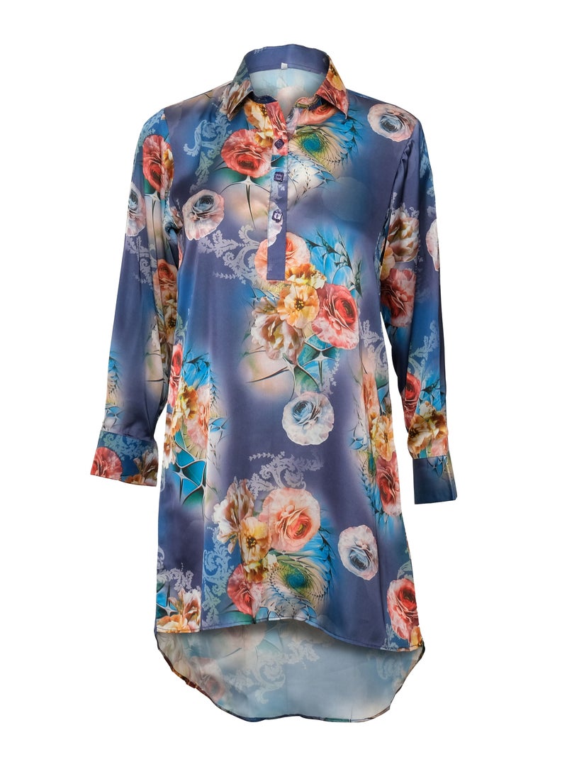 Women Silk Shirt Satin V Neck Long Sleeve Casual Work Blouse Tops  - Image 1