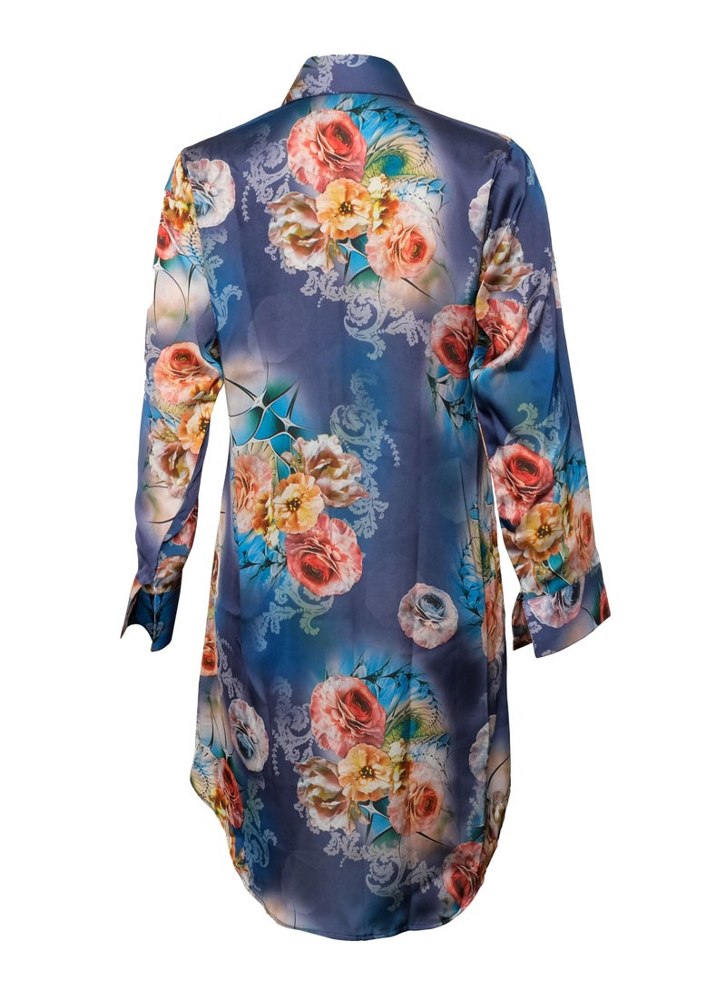 Women Silk Shirt Satin V Neck Long Sleeve Casual Work Blouse Tops  - Image 2