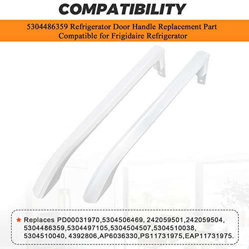 Blutoget FFTR1814QW4A 5304486359 5304506469 Refrigerator Door Handle 2 Pack 242059501 242059504 Fit for Frigidaire Refrigerator Door Handle FFTR1814QW4A FFTR1814QW3 FFTR1821QW0 - Image 3