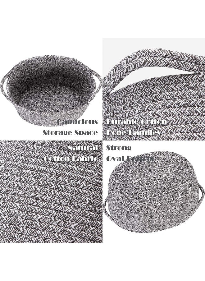 Sea Team Sea Team Oval Cotton Rope Woven Storage Basket with Handles, Diaper Caddy, Nursery Nappies Organizer, Baby Shower Basket for Kid's Room, 12.2 x 8.7 x 9 Inches (Small Size, Mottled Grey)  - Image 5
