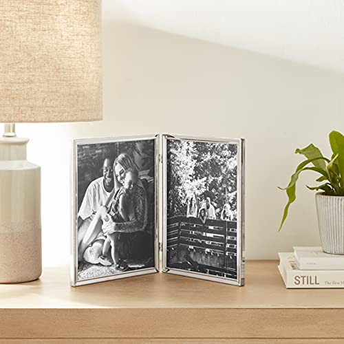 Lawrence Frames Lawrence 11680D 8-Inch x 10-Inch Metal Silver Hinged Double Picture Frame with Beads - Image 2