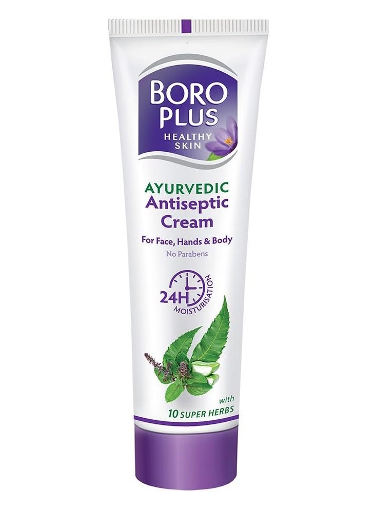 BOROPLUS Antiseptic Cream Provides 24Hrs Moisturisation Ayurvedic Cream For All Aeasons Hand Cream, Body Cream & Face Cream, Moisturises Dry Skin With Goodness Of Neem, Tulsi And Aloe Vera, 120Ml - Image 1