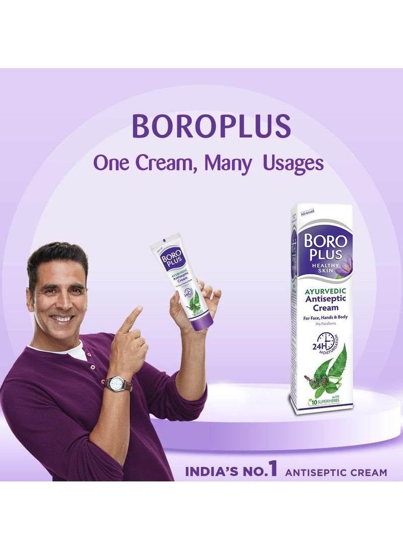 BOROPLUS Antiseptic Cream Provides 24Hrs Moisturisation Ayurvedic Cream For All Aeasons Hand Cream, Body Cream & Face Cream, Moisturises Dry Skin With Goodness Of Neem, Tulsi And Aloe Vera, 120Ml - Image 3