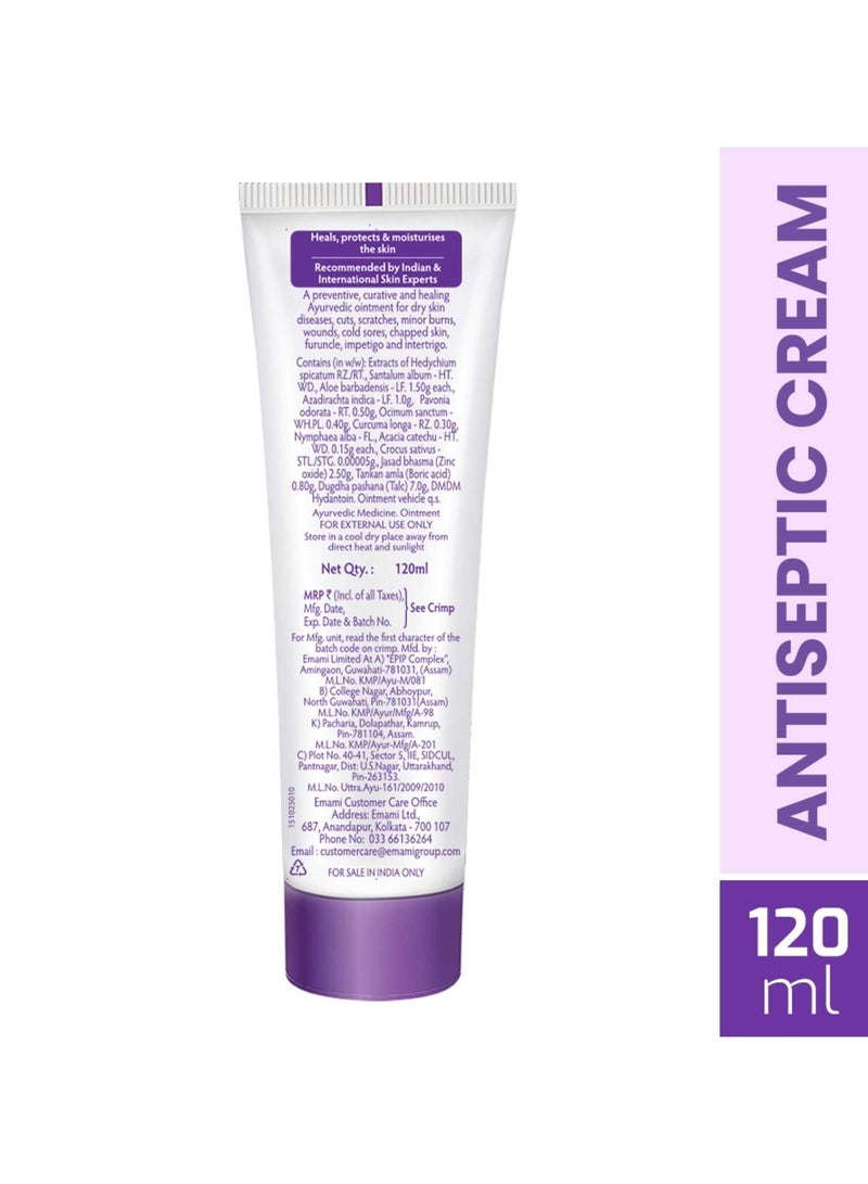 BOROPLUS Antiseptic Cream Provides 24Hrs Moisturisation Ayurvedic Cream For All Aeasons Hand Cream, Body Cream & Face Cream, Moisturises Dry Skin With Goodness Of Neem, Tulsi And Aloe Vera, 120Ml - Image 2