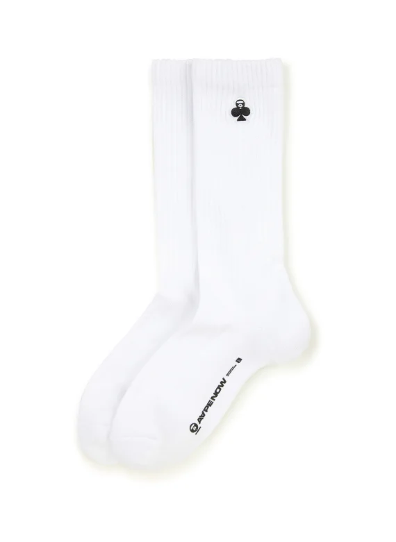 AAPE AAPENOW clover moonface logo crew socks
