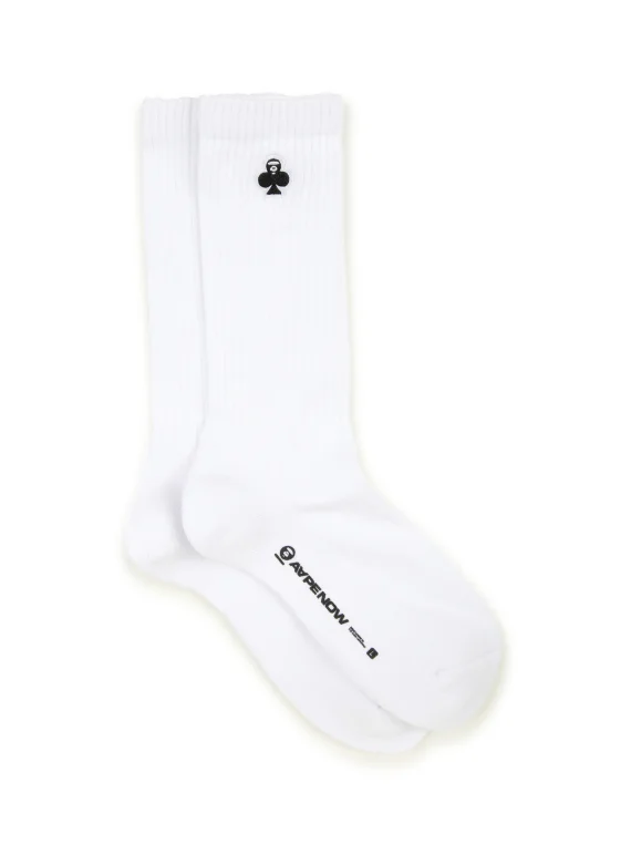 AAPE AAPENOW clover moonface logo crew socks