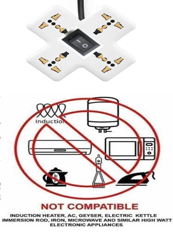 Brillar 4 Socket Extension Board with Switch, Adaptor Switch Board 4 Sockets & 4+1 Model Electrical Extension Cord Power Socket for Computer with 4 Meter Wire 4 Socket Surge Protector - Image 3