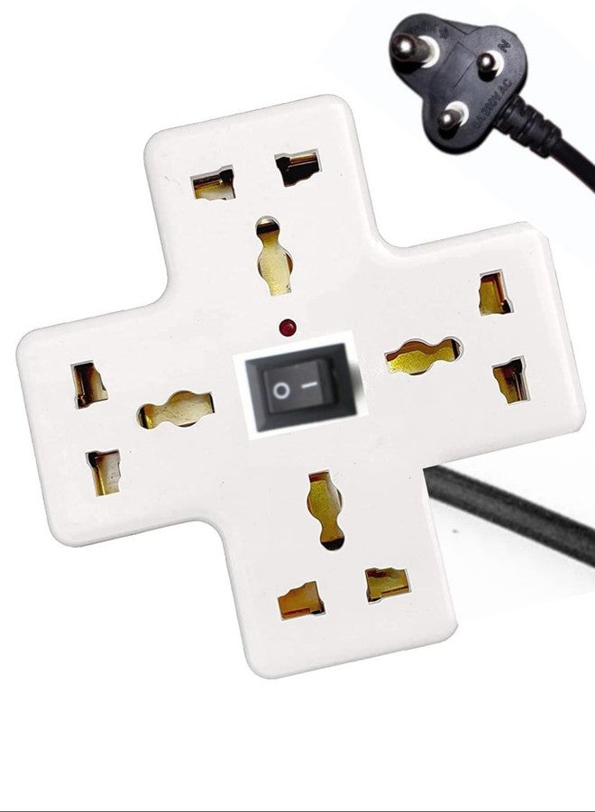 Brillar 4 Socket Extension Board with Switch, Adaptor Switch Board 4 Sockets & 4+1 Model Electrical Extension Cord Power Socket for Computer with 4 Meter Wire 4 Socket Surge Protector - Image 1
