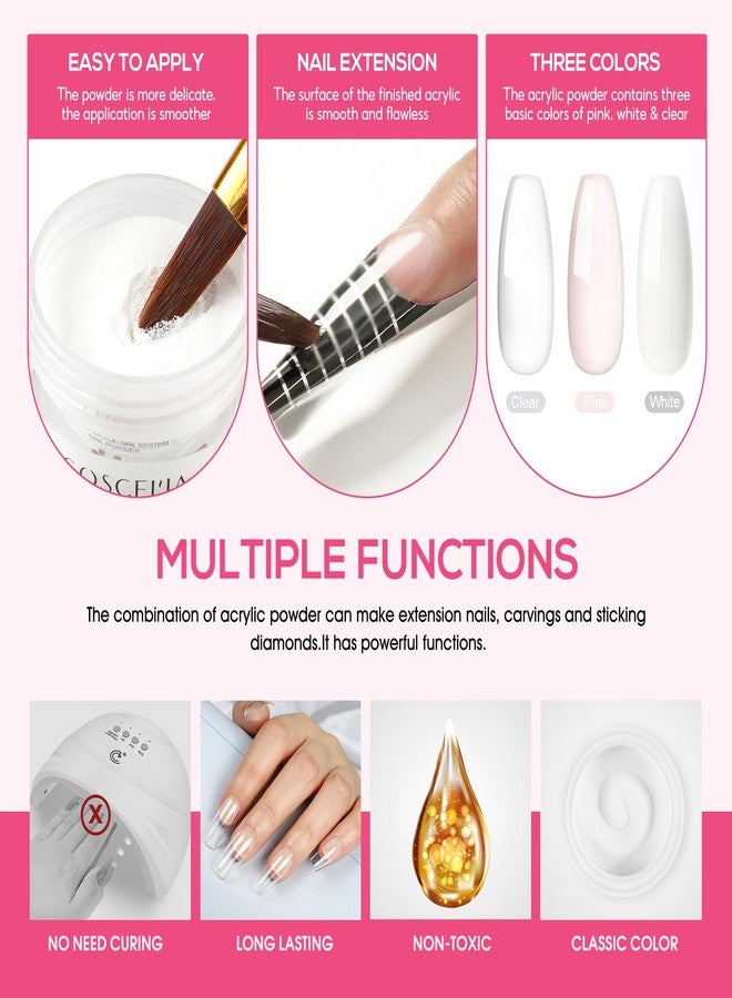 COSCELIA Acrylic Nail Kit for Beginners with Everything Nails Kit Acrylic Set Glitter Decoration Powder Rhinestones Professional Manicure Set at Home Gifts for Women - Image 4