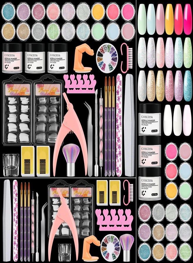 COSCELIA Acrylic Nail Kit for Beginners with Everything Nails Kit Acrylic Set Glitter Decoration Powder Rhinestones Professional Manicure Set at Home Gifts for Women - Image 1
