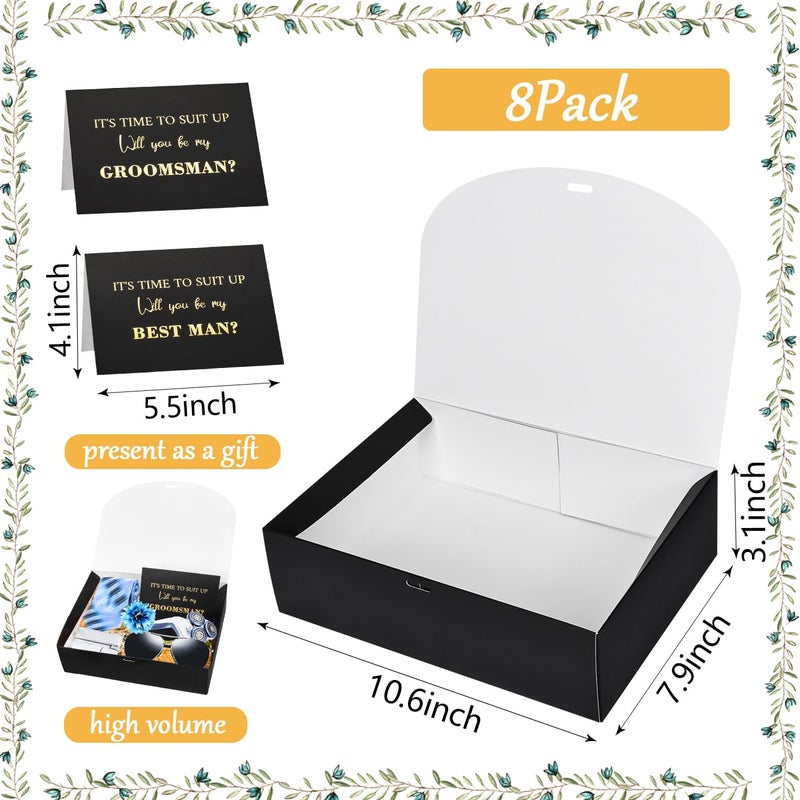 WLUSEAXI Groomsmen Proposal Box with Cards, 10.6x7.9x3.1 Inch Gift Box with Ribbon, Will You Be My Groomsman Box for Best Man Proposal Set of 8 - Image 2