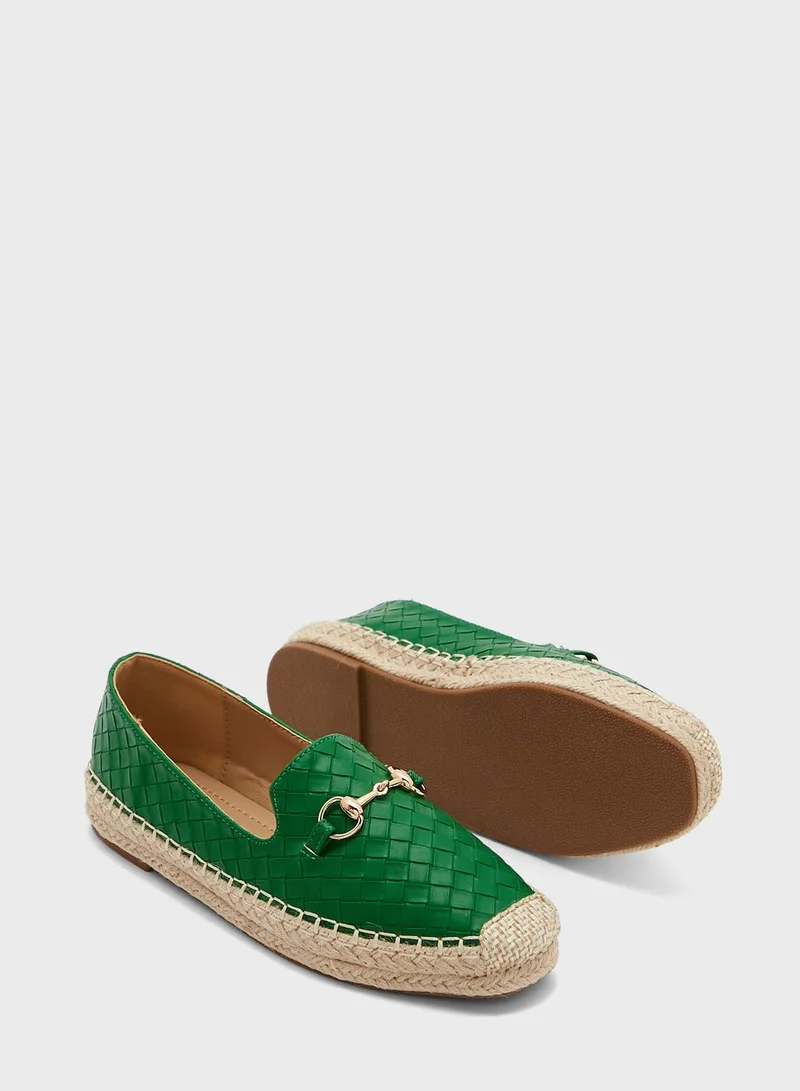 Ginger Lattice Horsebit Flat Espadrille