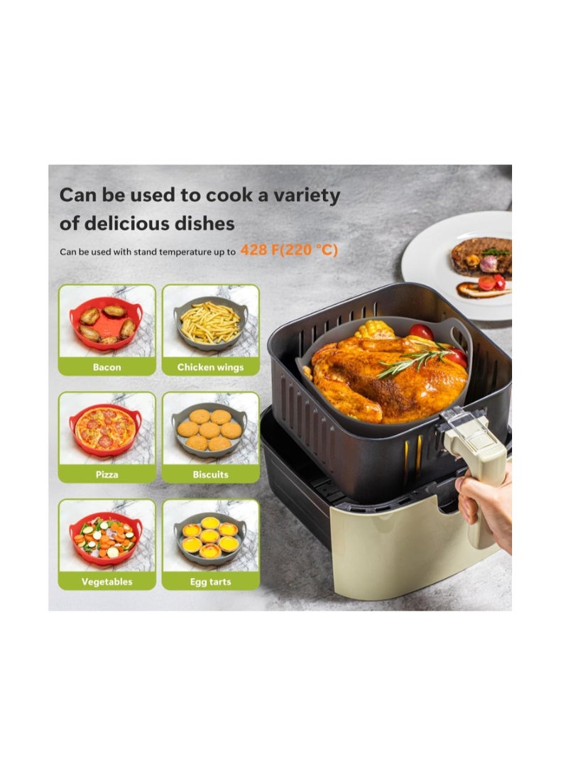 Li & Zhao Silicone Air Fryer Liners - 2 PCS Reusable Silicone Liners for Air Fryer Basket (4-7 Qt) - Red & Gray - Image 3