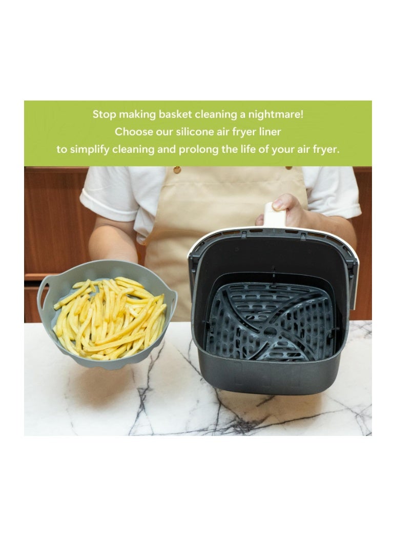 Li & Zhao Silicone Air Fryer Liners - 2 PCS Reusable Silicone Liners for Air Fryer Basket (4-7 Qt) - Red & Gray - Image 4