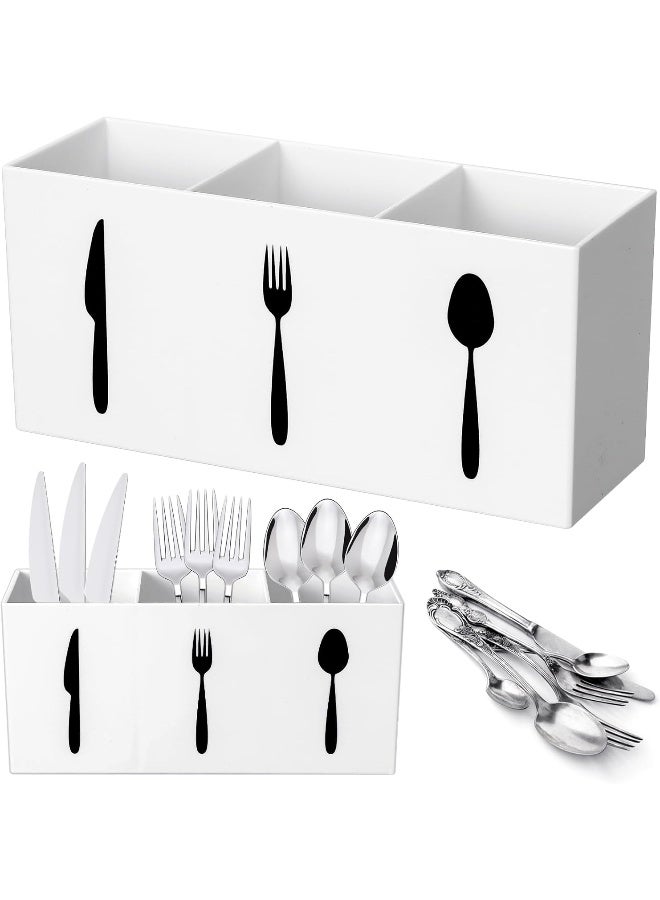 TPGP منظم تخزين أدوات المائدة الأكريليكية حاملة أدوات المائدة حاملة المطبخ للسكين والملعقة والشوكة صندوق تخزين أدوات المائدة ذو 3 أقسام للخزانة داخل المنزل غرفة الطعام - Image 1