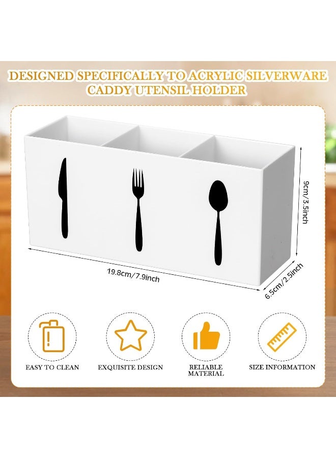 TPGP منظم تخزين أدوات المائدة الأكريليكية حاملة أدوات المائدة حاملة المطبخ للسكين والملعقة والشوكة صندوق تخزين أدوات المائدة ذو 3 أقسام للخزانة داخل المنزل غرفة الطعام - Image 2