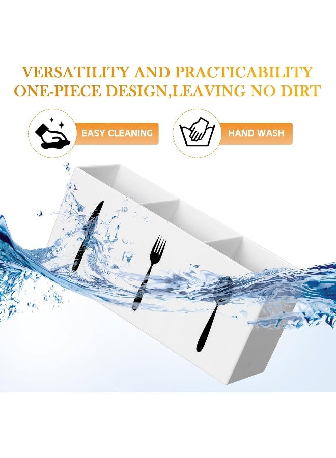 TPGP منظم تخزين أدوات المائدة الأكريليكية حاملة أدوات المائدة حاملة المطبخ للسكين والملعقة والشوكة صندوق تخزين أدوات المائدة ذو 3 أقسام للخزانة داخل المنزل غرفة الطعام - Image 3