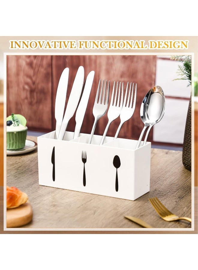 TPGP منظم تخزين أدوات المائدة الأكريليكية حاملة أدوات المائدة حاملة المطبخ للسكين والملعقة والشوكة صندوق تخزين أدوات المائدة ذو 3 أقسام للخزانة داخل المنزل غرفة الطعام - Image 4