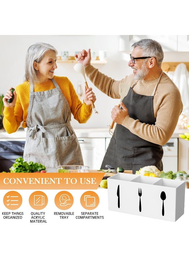 TPGP منظم تخزين أدوات المائدة الأكريليكية حاملة أدوات المائدة حاملة المطبخ للسكين والملعقة والشوكة صندوق تخزين أدوات المائدة ذو 3 أقسام للخزانة داخل المنزل غرفة الطعام - Image 5