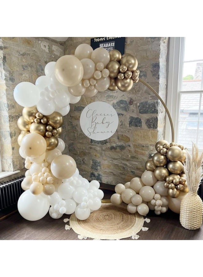 Gold and White Balloons Arch Kit-162pcs Neutral White Sand Chrome Gold Balloons Garland Set for Wedding Christening Baptism Boho Baby Shower Engagement Bridal Shower Birthday Decorations - Image 3