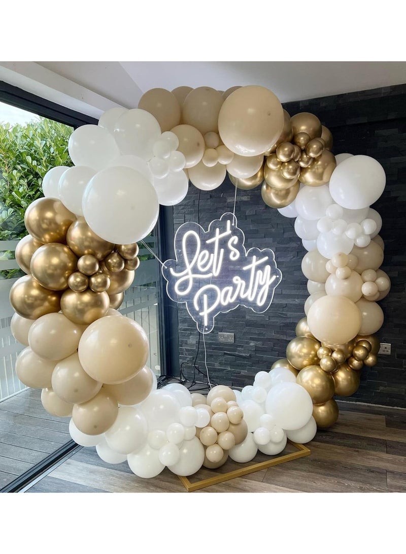 Gold and White Balloons Arch Kit-162pcs Neutral White Sand Chrome Gold Balloons Garland Set for Wedding Christening Baptism Boho Baby Shower Engagement Bridal Shower Birthday Decorations - Image 5