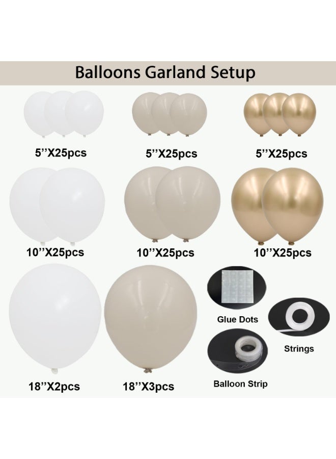 Gold and White Balloons Arch Kit-162pcs Neutral White Sand Chrome Gold Balloons Garland Set for Wedding Christening Baptism Boho Baby Shower Engagement Bridal Shower Birthday Decorations - Image 2