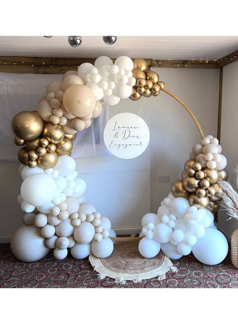 Gold and White Balloons Arch Kit-162pcs Neutral White Sand Chrome Gold Balloons Garland Set for Wedding Christening Baptism Boho Baby Shower Engagement Bridal Shower Birthday Decorations - Image 4