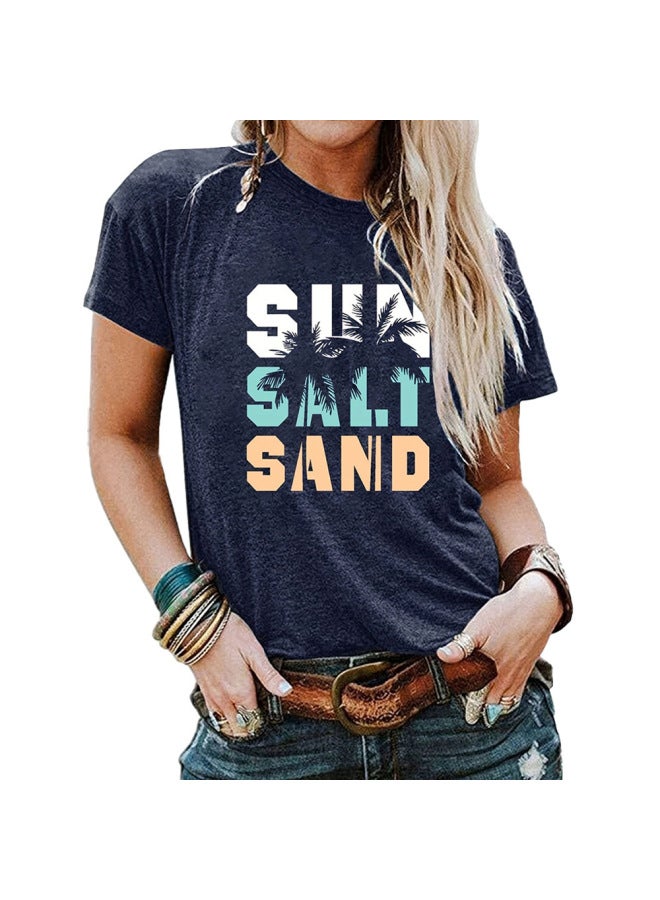 European And American Women's Short-sleeved T-shirt Summer Letter Print Round Neck Loose Short-sleeved T-shirt Top