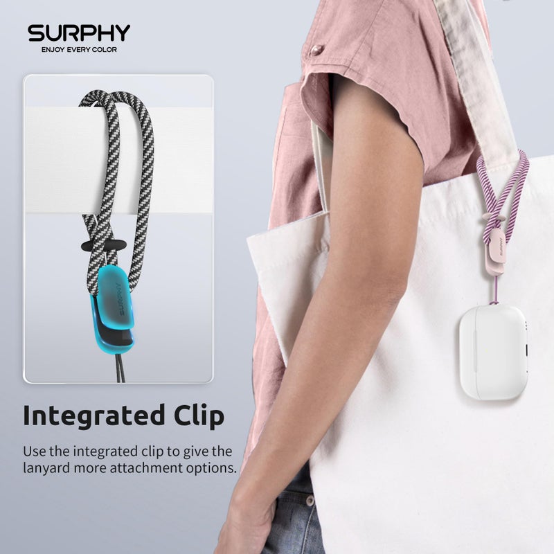 SURPHY 2 Pack Phone Lanyard for Cellphone Case, Phone Wrist Strap for Case, Cellphone Strap with 2-Color Braided, Charm Wrist Lanyard for Women and Men, Cellphone Wrist Lanyard for Women, Pink & Black - Image 4