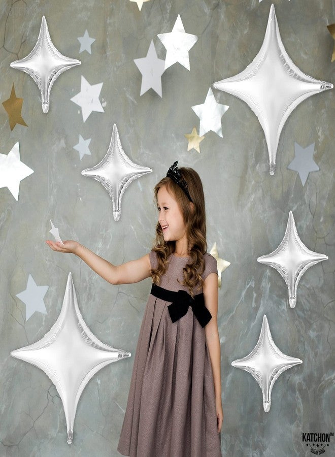 KatchOn, Metallic Silver Star Balloons - Pack of 6 | Foil Silver Sparkle Balloon, Star Party Decorations | Silver Stars Balloons for New Years Decorations 2026 | New Years Eve Party Supplies 2026 - Image 5