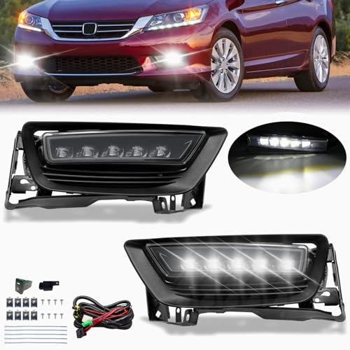 BOXLIGHT LED Fog Lights fit for 2013 2014 2015 Honda Accord 4DR Sedan,1 pair Front Bumper Driving Lamps with W/Switch (Clear Lens) - Image 1