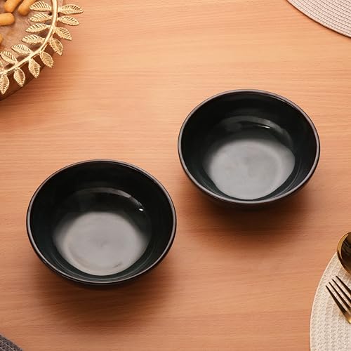 Lifelong Ceramic Bowls | 200ml | Set of 2 | Ideal for Pasta, Soup, Salad, Ramen, Snacks | Stylish Serving Bowls for Kitchen & Dining | Perfect for Breakfast, Curry, Noodles, Cereal (LLCRMBL01CN, Blue) - Image 1