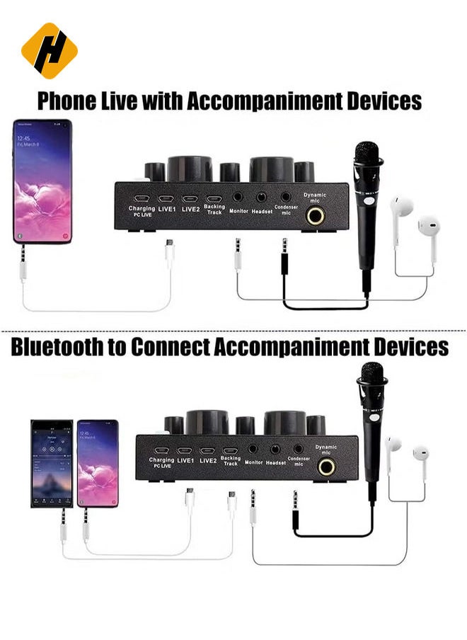 HuHa Podcast Equipment Set, BM-800 Mic Kit with V8 Live Sound Card, Condenser PC Gaming Mic with Professional Audio Mixer, Prefect for Streaming, Computer, Singing, Youtube, Recording (BLACK)  - Image 3
