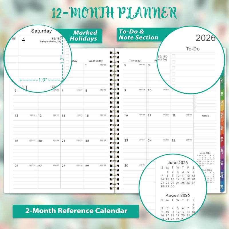 Coboll 2026-2027 Planner - 2026-2027 Planner Weekly and Monthly, Jul.2026-Jun.2027, 8.5''x11'', Large Daily Blocks to Write, Academic Weekly Monthly Planners with Colorful Tabs, Inner Pocket - Image 3