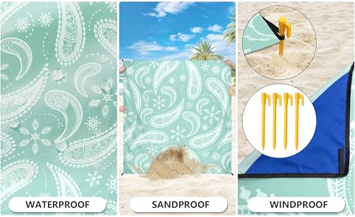 HIHOHO Beach Blanket Waterproof Sandproof Extra Large Beach Mat 79 X 83120x108for 18 Adults Quick Drying Durable Outdoor Picnic Mat for Beach Travel Camping Hiking - Image 3