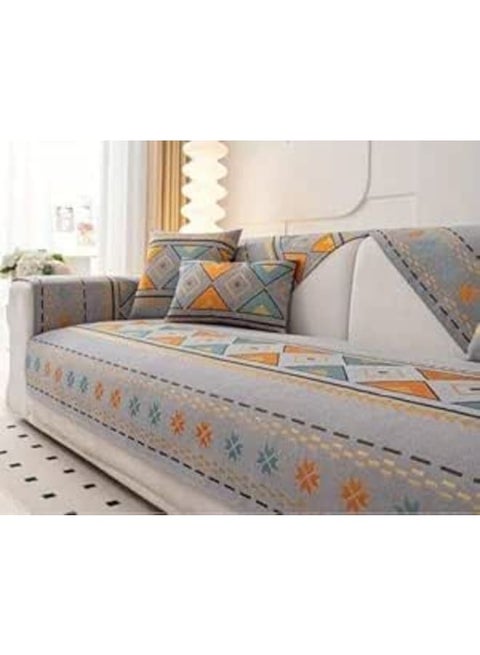 عام غندورة 10 قطعة الشنيل غطاء أريكة مجموعة ، نمط هندسي ، 195 سنتيمتر أريكة كبيرة ، 140 سنتيمتر أريكة ، 2 كرسي يغطي ، 6 وسادة يغطي (رمادي)