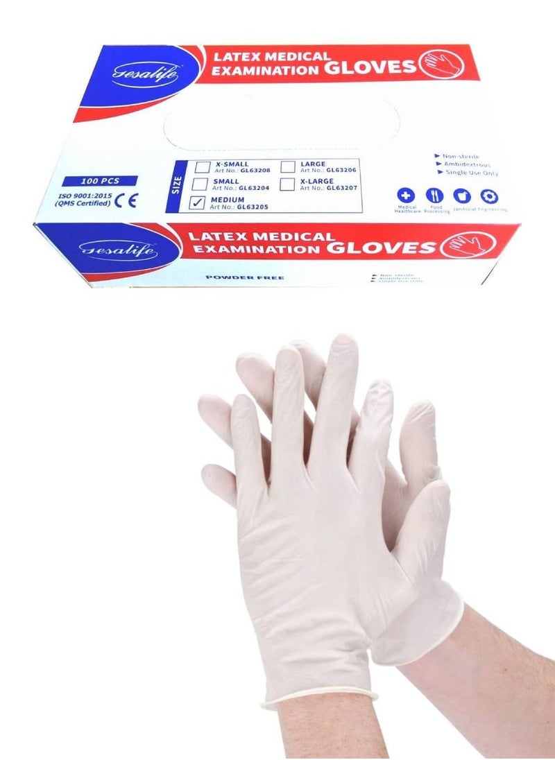 Powder Free Latex Disposable Gloves 100 Pcs