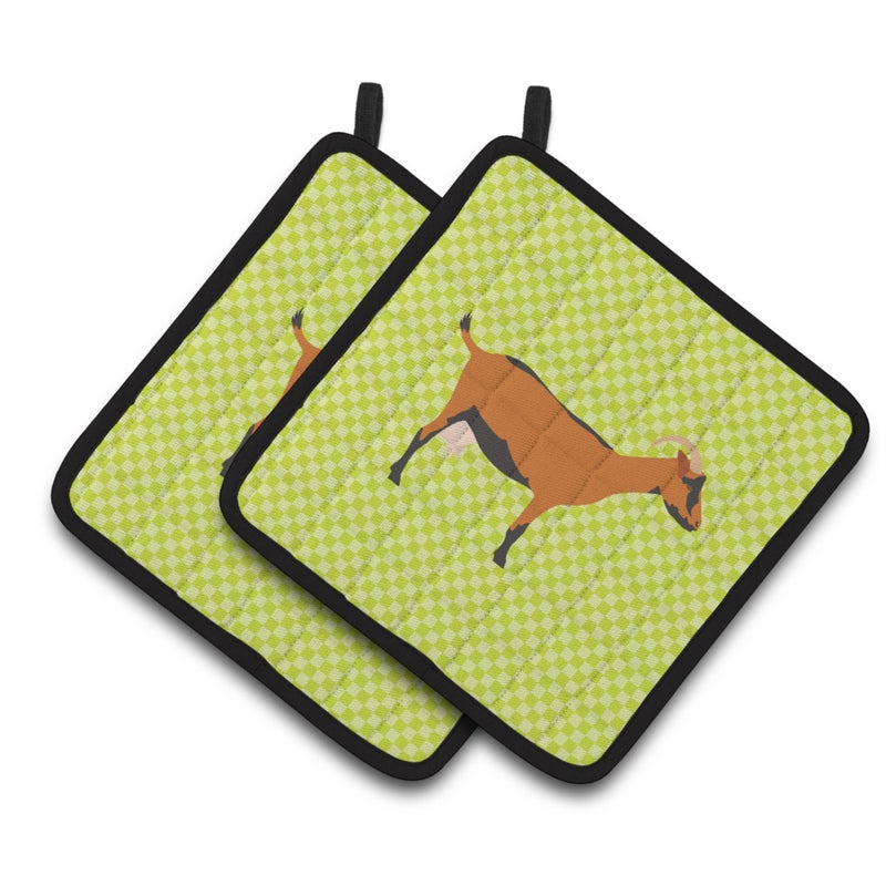 Caroline's Treasures ""Caroline's Treasures Oberhasli Goat Green Decorated Pot Holder  7.5"""" x 7.5"""""" 